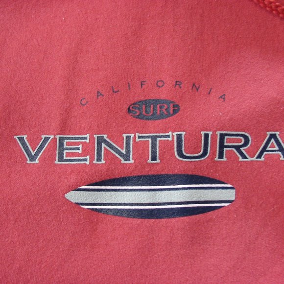Lighter Tone Red Hoodie Ventura CA Surf Mens Womens Unisex Arm Stripe Surfboard - Picture 6 of 14